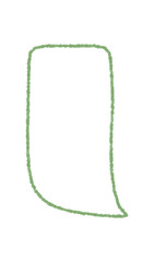 Hand drawn crayon speech box with fluid contour shapes the primary element. This sketch bubble blends round icon and chat rectangle with a message or comment symbol, ideal for communication themes