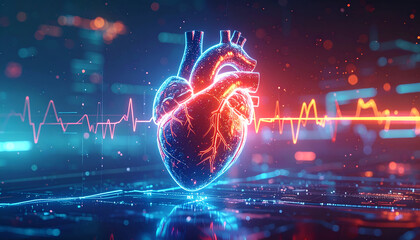 Digital Heart - Futuristic Medical Visualization of Human Anatomy.