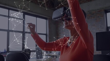 Animation of network of connections over caucasian scientist network of connections over dna network - Powered by Adobe