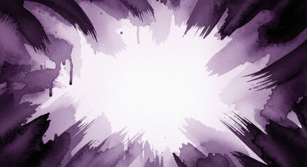 Purple and black watercolor splashes on a white background.