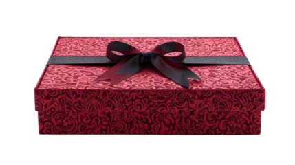 Luxurious red gift box with intricate details isolated on a white background
