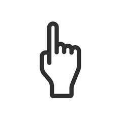 Hand pointer finger cursor icon line stroke outline simple graphic illustration pictogram, guidance navigation sign symbol black white linear
