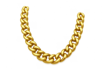 Golden jewelry necklace cuban link chain isolated