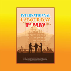 Labour day background, Construction vector background, Worker in a building site.