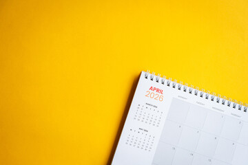 Calendar of April 2026 on Yellow Background
