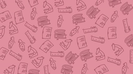 Pink background with school related drawings suitable for educational posters, stationery designs, classroom decorations and school event flyers. - Powered by Adobe