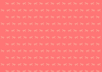 馬のモチーフが並ぶ北欧スタイルの横配置背景パターン（レッド・コーラル）
