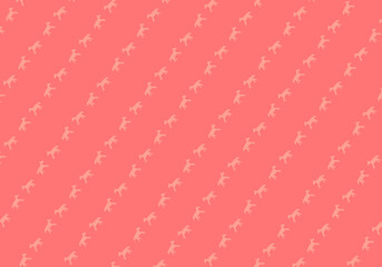 馬のモチーフが並ぶ北欧スタイルの斜め配置背景パターン（レッド・コーラル）