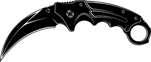 Tactical Knife Blade Silhouette Vector Icon
