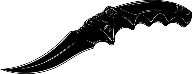Tactical Knife Blade Silhouette Vector Icon