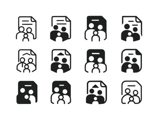 Estate Planning Icons. Legal Professionals Offering Services for Estate Planning and Wills. Icon set. Set Logo of Estate Planning and Wills: family silhouette