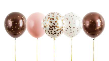 Luxury white brown pink and gold balloons isolated on white background