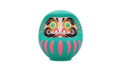 Teal Daruma Doll with Pink Accents