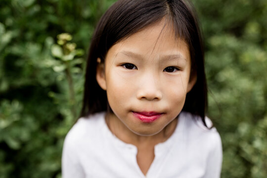 Close Up of Eight Year Old Asian Girl at UCSD in San Diego
