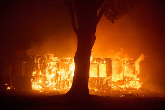 Structures on Fire During Alta Dena Wildfire