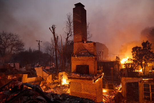 Structures on Fire During Alta Dena Wildfire
