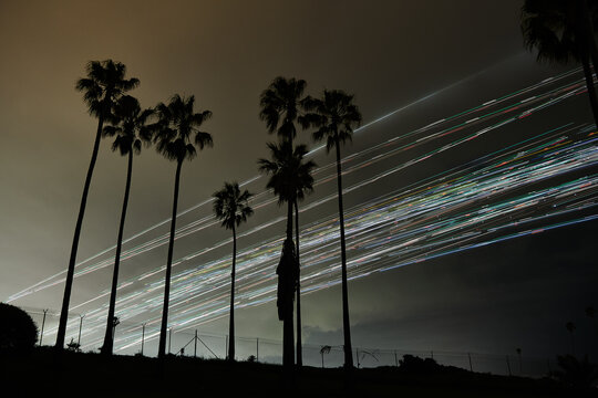 Long Exposure of Plane Departing from LAX