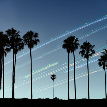 Long Exposure of Plane Departing from LAX