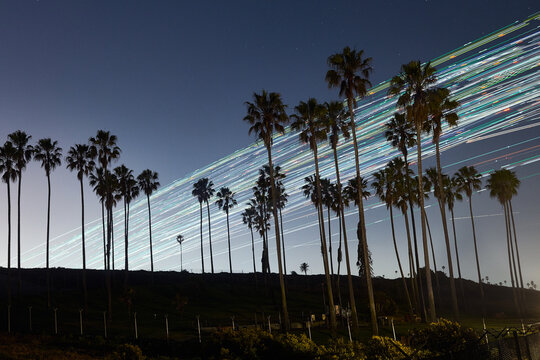 Long Exposure of Plane Departing from LAX