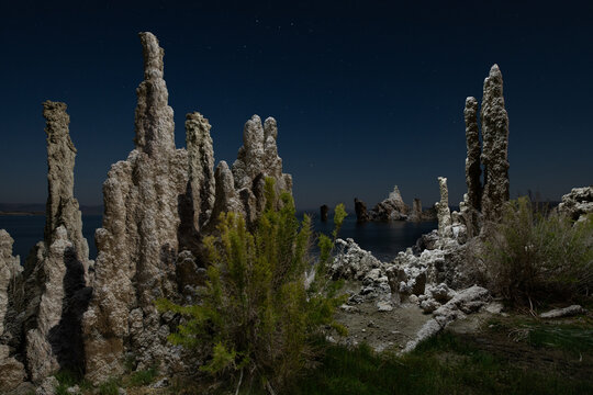 Mono Lake Tufa Illuminated by Moonlight