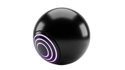 Futuristic Black Sphere with Neon Purple Rings