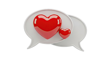 Two Red Hearts in Speech Bubbles