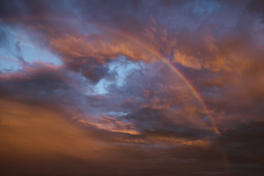 Brilliant Rainbox and Sunset Over Philly Skyline