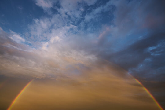 Brilliant Rainbox and Sunset Over Philly Skyline