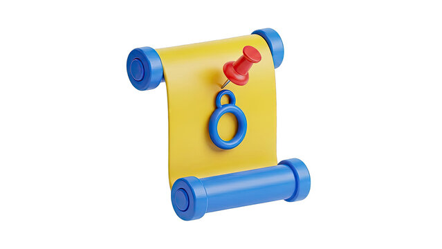 3D Rendered Scroll with Pin and Ring