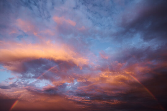 Brilliant Rainbox and Sunset Over Philly Skyline