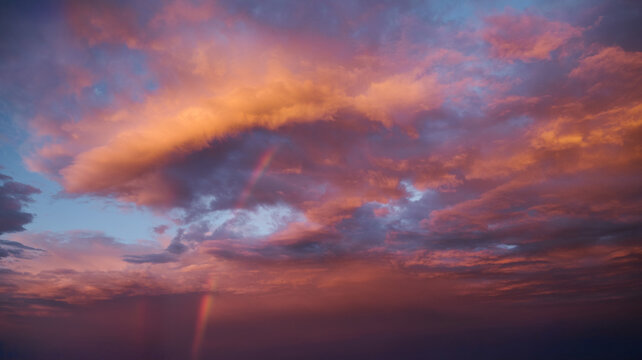 Brilliant Rainbox and Sunset Over Philly Skyline