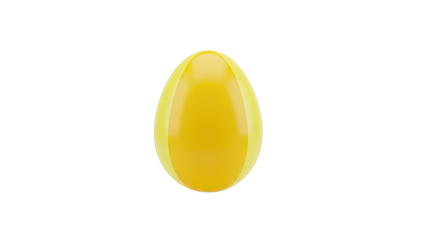 Glossy Yellow Easter Egg on White Background