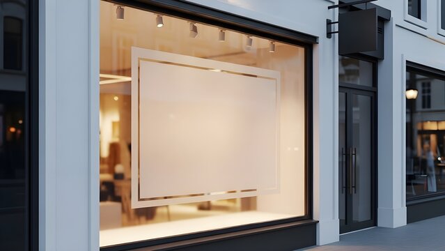 Frosted Blank Glass Window Decal Mockup on Modern Boutique Storefront