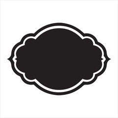 Decorative Wavy Scalloped Oval Label Frame Silhouette