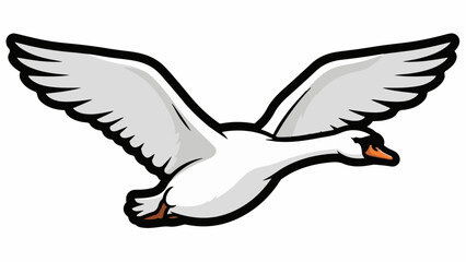 Fototapeta premium A stylized white goose with outstretched wings in mid-flight