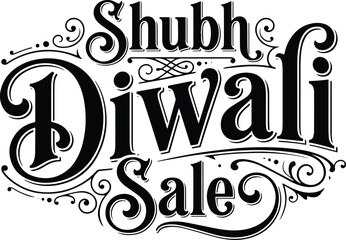 Bold vintage typography design for Shubh Diwali Sale featuring ornate lettering, decorative flourishes, and a classic festive style.