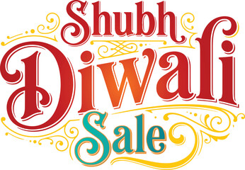 Bold vintage typography design for Shubh Diwali Sale featuring ornate lettering, decorative flourishes, and a classic festive style.