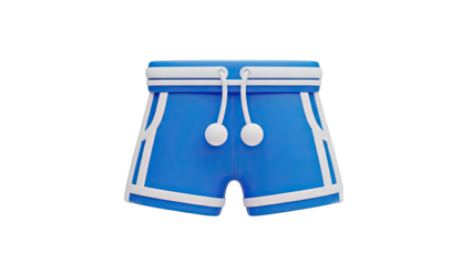Blue 3D Rendered Swim Trunks with White Accents
