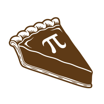 Vintage Illustration of a slice of pie with pi symbol on top for math or dessert concept