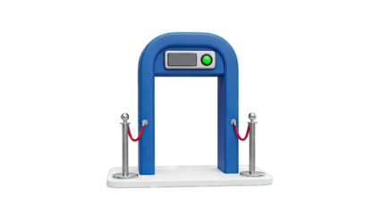 Metal Detector Archway with Stanchions and Red Rope