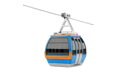 Modern Blue and Orange Cable Car Gondola