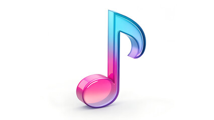 Creative 3D Frosted Glass Musical Note Icon with Gradient