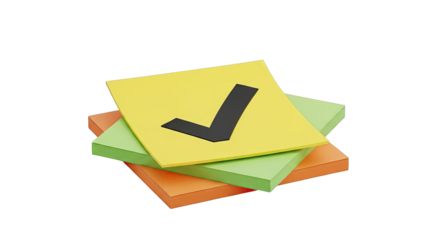 Checkmark on Stack of Sticky Notes