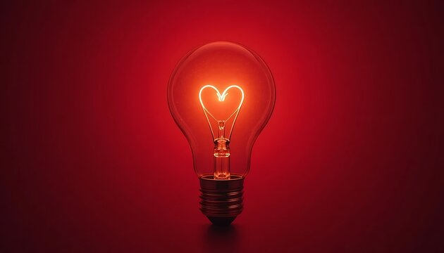 Close-up of a glowing red light bulb filament emitting warm orange light - Powered by Adobe