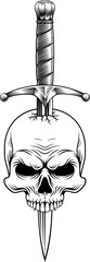 Skull Dagger Knife Tattoo Grim Reaper Illustration