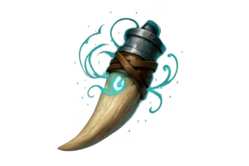 Magical glowing tooth talisman casting spell on transparent background