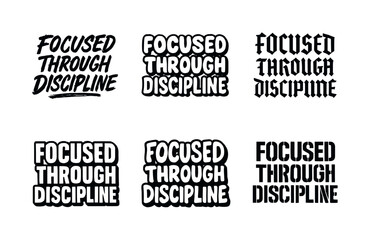 Fototapeta premium Diverse Lettering Grid. Focused through discipline. Set lettering. harmonious lettering variations of the same emblematic concept (Grunge textured brush