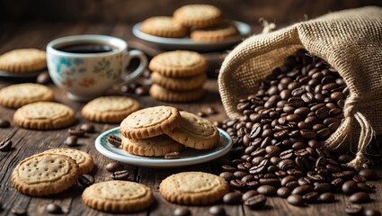 Coffee break: cookies and beans &mdash; AI-generated