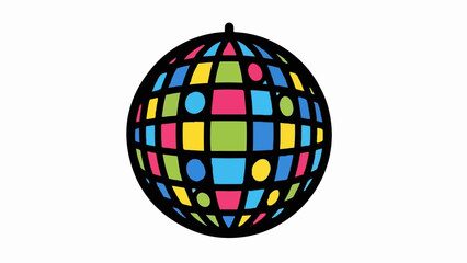 Obraz premium Colorful disco ball with geometric shapes and a hanging loop