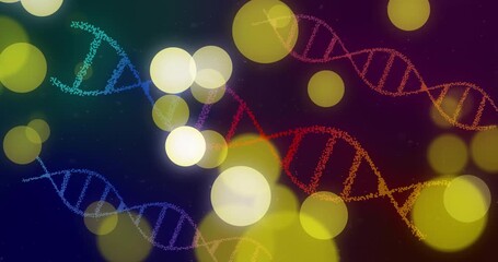 Animation of dna strands over moving spots - Powered by Adobe